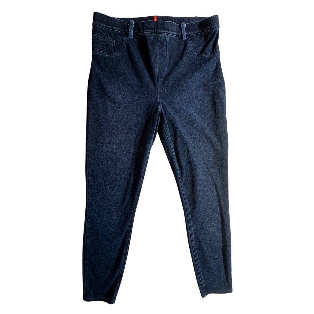 Spanx Jean-ish Leggings Women 1X Dark Wash Skinny Pull On Denim High Rise